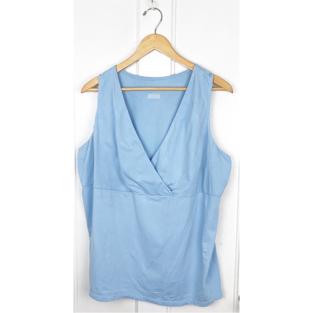 Merona : size : 24W/26W : powder blue deep v-neck sleeveless blouse top